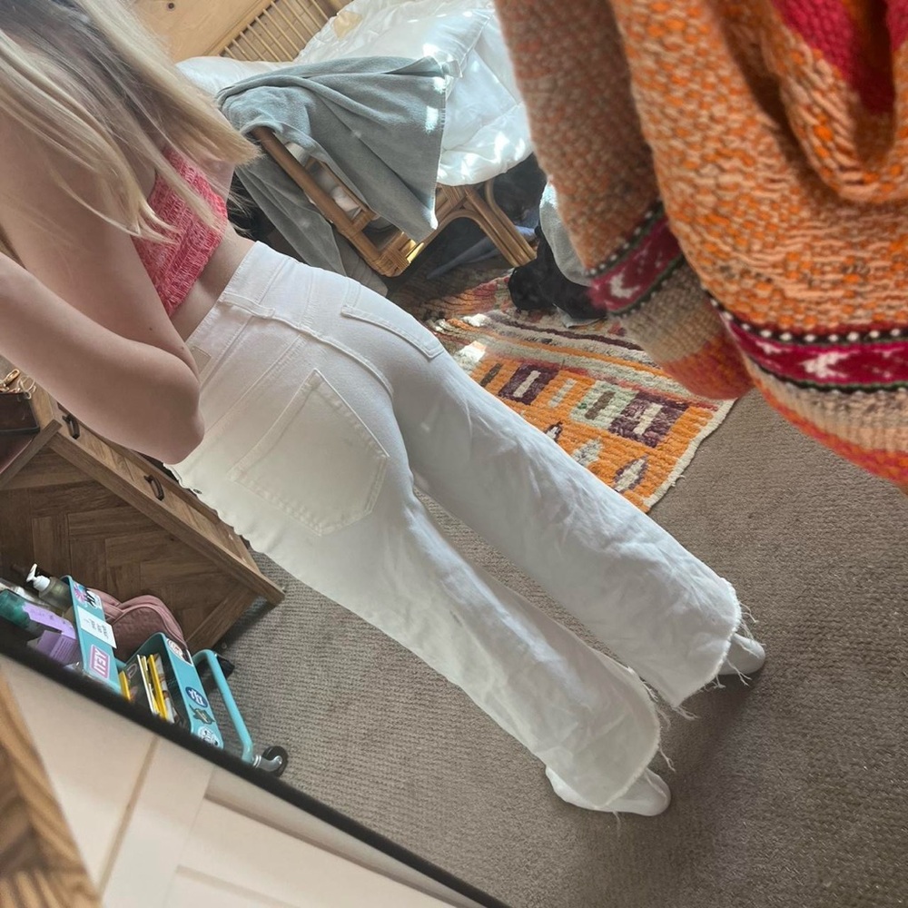 AG White Wide-Leg Jeans